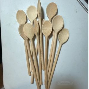 12 wooden spoons 12in beachwood